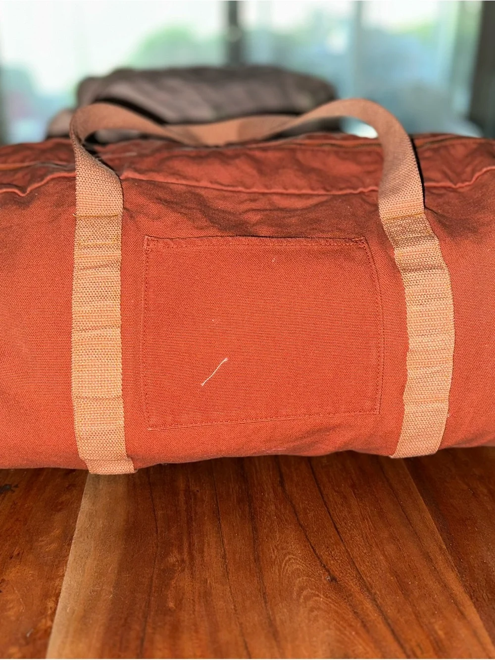 RARE FIND Spell Rust-Orange Canvas Duffel Bag with Scarf Accent BNWT